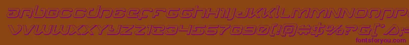 フォントGunrunner3Dital – 紫色のフォント、茶色の背景