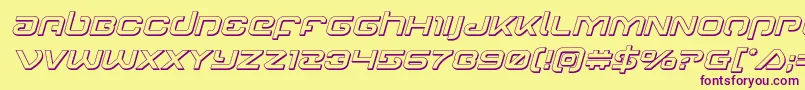Gunrunner3Dital-fontti – violetit fontit keltaisella taustalla