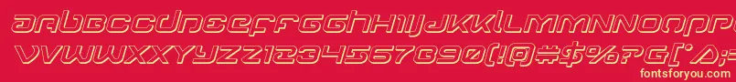 Gunrunner3Dital-fontti – keltaiset fontit punaisella taustalla
