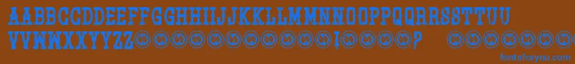 Pistolgrippump Font – Blue Fonts on Brown Background