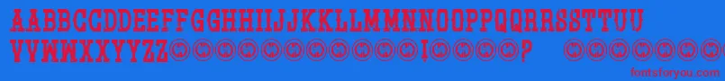 Pistolgrippump Font – Red Fonts on Blue Background