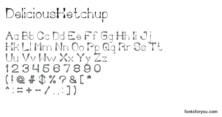 Czcionka DeliciousKetchup (87348) – alfabet, cyfry, specjalne znaki