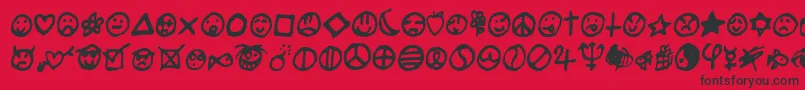 Salade-Schriftart – Schwarze Schriften auf rotem Hintergrund