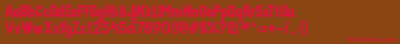 フォントIdahoConradGarner – 赤い文字が茶色の背景にあります。