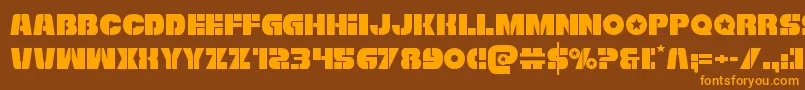 Freedomfighter-Schriftart – Orangefarbene Schriften auf braunem Hintergrund