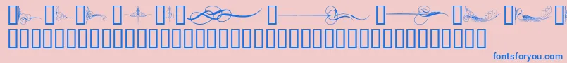 CurlyArtNouveau-Schriftart – Blaue Schriften auf rosa Hintergrund