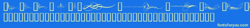 CurlyArtNouveau-Schriftart – Gelbe Schriften auf blauem Hintergrund