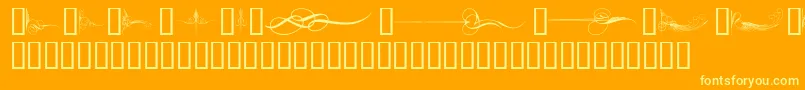 CurlyArtNouveau-Schriftart – Gelbe Schriften auf orangefarbenem Hintergrund
