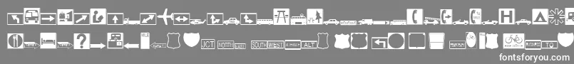 EsriTransportationCivic-fontti – valkoiset fontit harmaalla taustalla