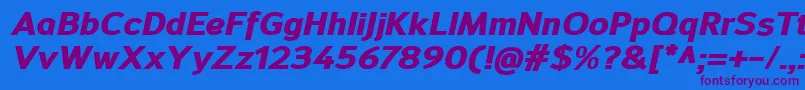 Police SavileHeavyitalic – polices violettes sur fond bleu