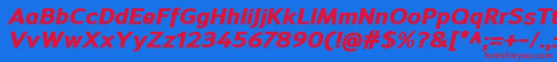 SavileHeavyitalic Font – Red Fonts on Blue Background