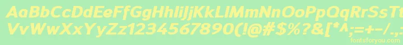 フォントSavileHeavyitalic – 黄色の文字が緑の背景にあります