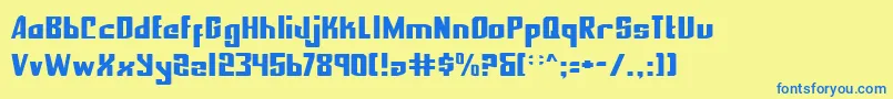 フォントNexpresf – 青い文字が黄色の背景にあります。