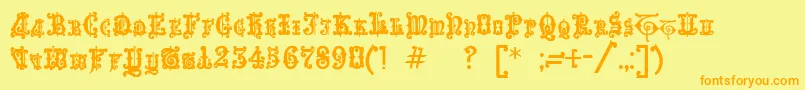 フォントEnchiridion – オレンジの文字が黄色の背景にあります。