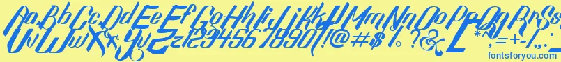 SexyShoutFreeFont Font – Blue Fonts on Yellow Background