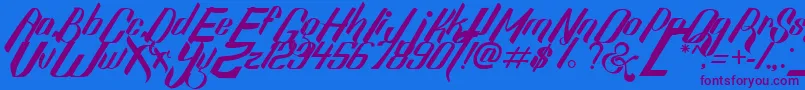 SexyShoutFreeFont Font – Purple Fonts on Blue Background