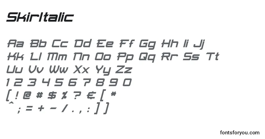 Fuente SkirItalic - alfabeto, números, caracteres especiales