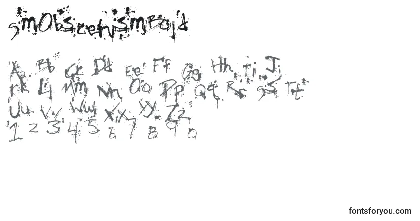 Czcionka SmObscenismBold – alfabet, cyfry, specjalne znaki