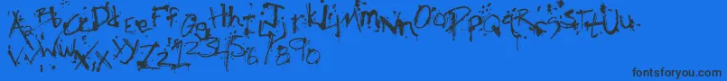 SmObscenismBold-Schriftart – Schwarze Schriften auf blauem Hintergrund