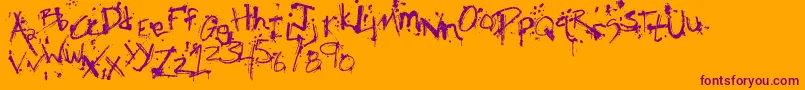 SmObscenismBold-Schriftart – Violette Schriften auf orangefarbenem Hintergrund