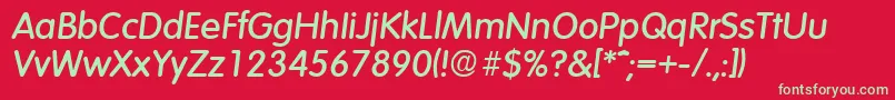 フォントVolkswagenMediumita – 赤い背景に緑の文字