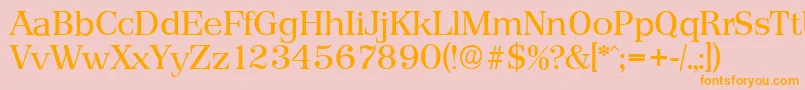 PriamosserialRegular-Schriftart – Orangefarbene Schriften auf rosa Hintergrund