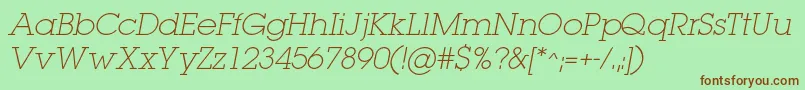 LugaextralightcItalic Font – Brown Fonts on Green Background