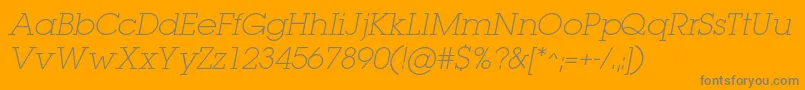 LugaextralightcItalic Font – Gray Fonts on Orange Background