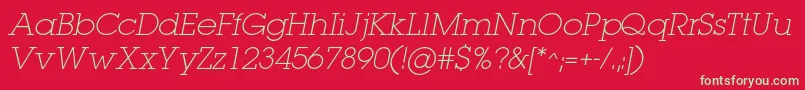 Шрифт LugaextralightcItalic – зелёные шрифты на красном фоне