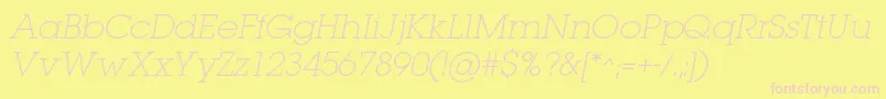 LugaextralightcItalic Font – Pink Fonts on Yellow Background