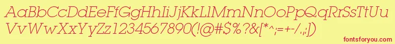 LugaextralightcItalic Font – Red Fonts on Yellow Background