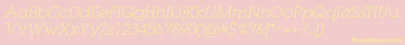 LugaextralightcItalic Font – Yellow Fonts on Pink Background