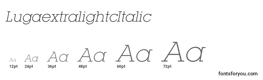 Размеры шрифта LugaextralightcItalic