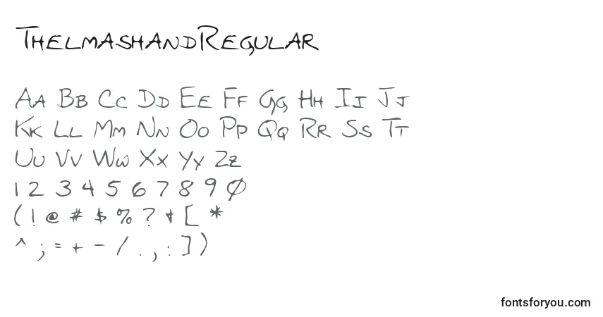 ThelmashandRegular Font – alphabet, numbers, special characters
