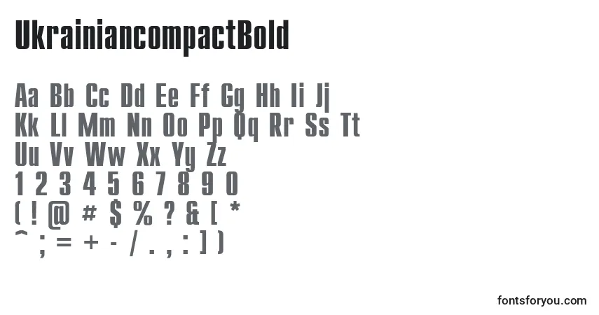 A fonte UkrainiancompactBold – alfabeto, números, caracteres especiais