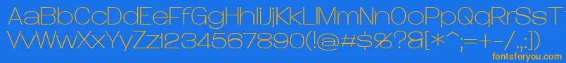 フォントDueraExpathinPersonal – オレンジ色の文字が青い背景にあります。