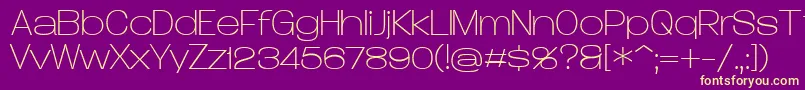 DueraExpathinPersonal-Schriftart – Gelbe Schriften auf violettem Hintergrund