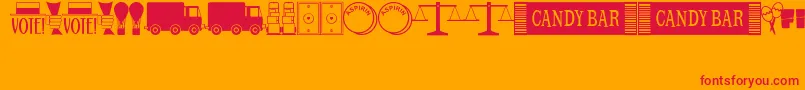 OneDingAfterAnotherJl-Schriftart – Rote Schriften auf orangefarbenem Hintergrund