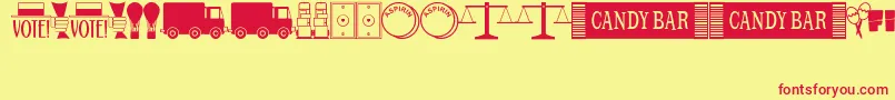OneDingAfterAnotherJl Font – Red Fonts on Yellow Background