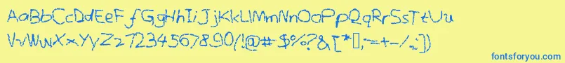 Crayonsketches Font – Blue Fonts on Yellow Background