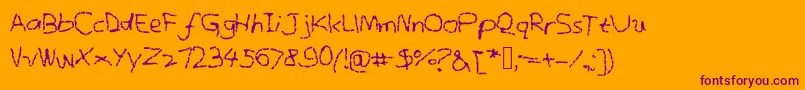 Crayonsketches Font – Purple Fonts on Orange Background