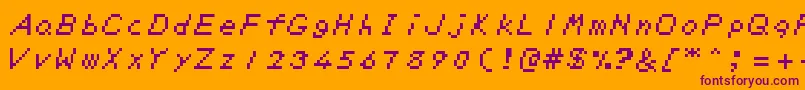 Zeldadxt-Schriftart – Violette Schriften auf orangefarbenem Hintergrund