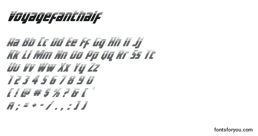 A fonte Voyagefanthalf – alfabeto, números, caracteres especiais