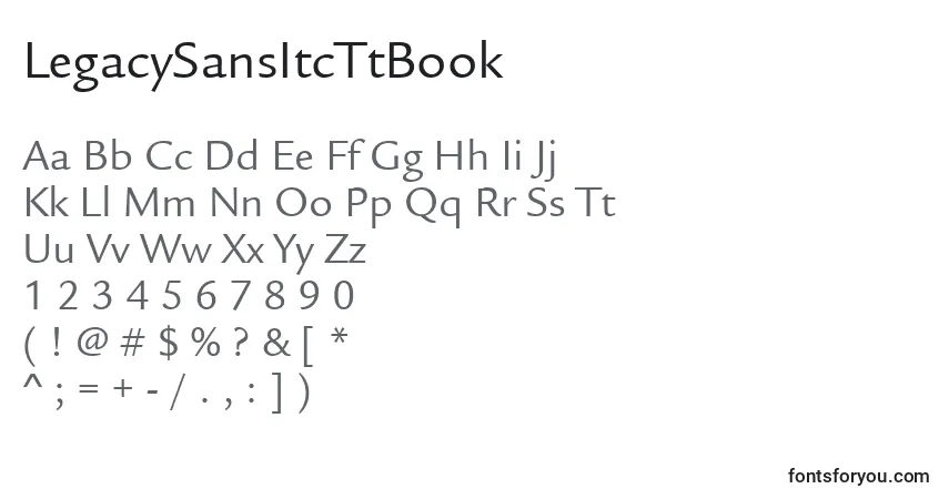 LegacySansItcTtBook-fontti – aakkoset, numerot, erikoismerkit