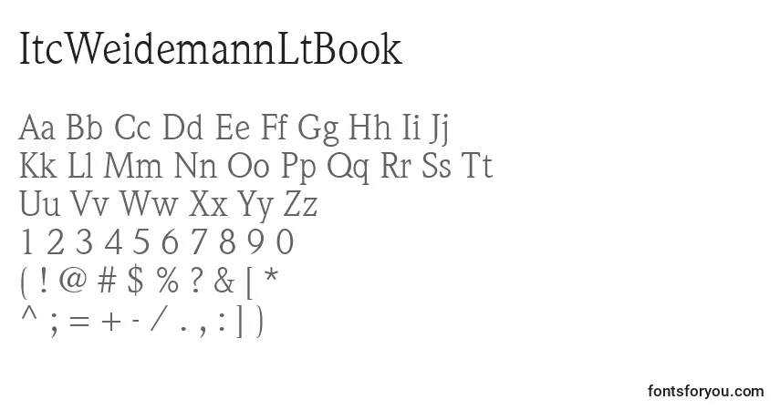 A fonte ItcWeidemannLtBook – alfabeto, números, caracteres especiais