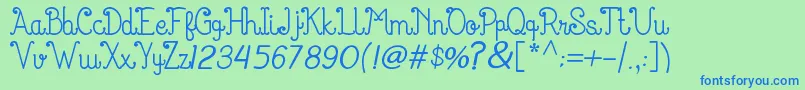 KanitaKlara Font – Blue Fonts on Green Background