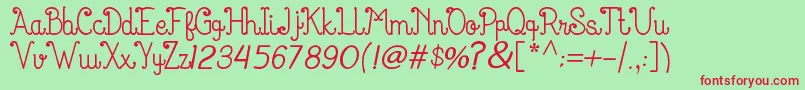 KanitaKlara Font – Red Fonts on Green Background