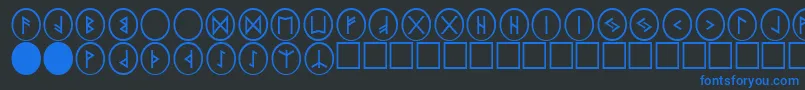 フォントPrRnst2 – 黒い背景に青い文字