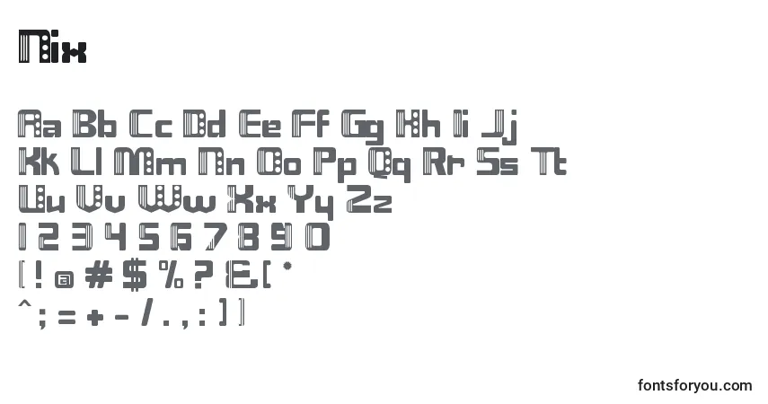 Czcionka Nix – alfabet, cyfry, specjalne znaki