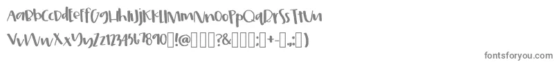 HappyhappyRegular2-fontti – harmaat kirjasimet valkoisella taustalla